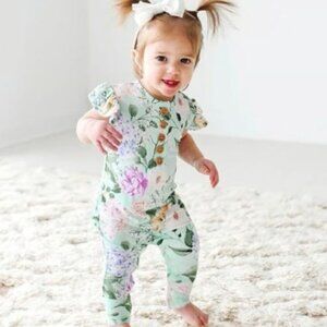 POSH Peanut Bamboo Erin Minty Henley Romper. 2T